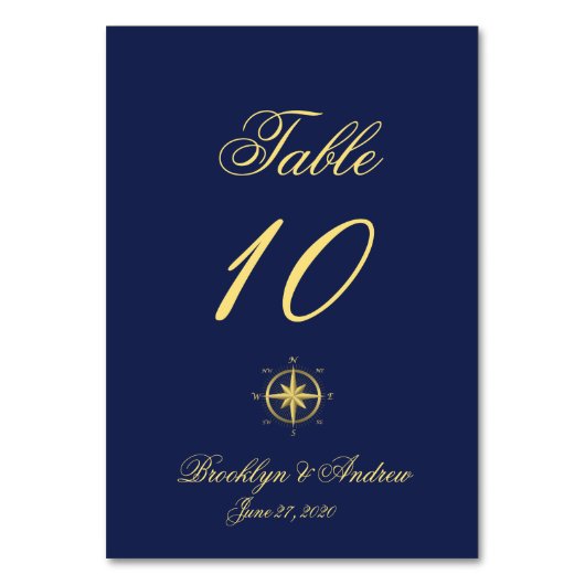 Blauwe Zeevaart Bruiloft Tafelkaartjes Kaart (Voorkant)
