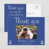 Blauwe Zeevaart Trouw Dankkaartjes Foto Briefkaart (Voorkant / Achterkant)