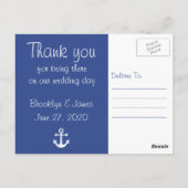 Blauwe Zeevaart Trouw Dankkaartjes Foto Briefkaart (Achterkant)