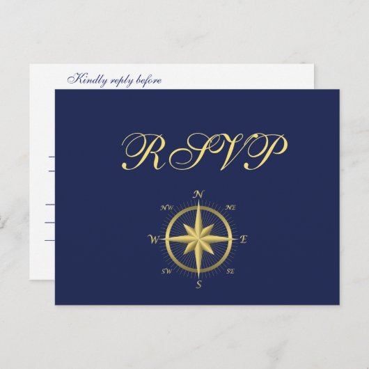 Blauwe Zeevaart Trouw RSVP-ansichtkaarten Uitnodiging Briefkaart