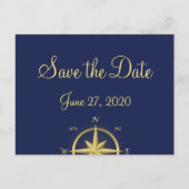 Blauwe Zeevaart Trouw Save The Date Postkaarten Aankondigingskaart (Voorkant)