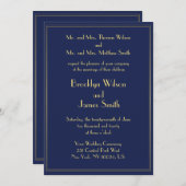 Blauwe Zeevaart Trouwkaarten Gouden Kompas Kaart (Voorkant / Achterkant)