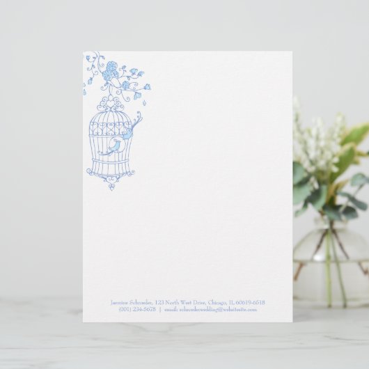 Blauwe zeevogel briefhoofd ontwerp (Staand voorkant)