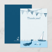 Blauwe zeezeilboot baby douche bedankt (Voorkant / Achterkant)