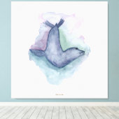 Blauwe zegel waterverf schilderij canvas afdruk (Insitu (Houten vloer))