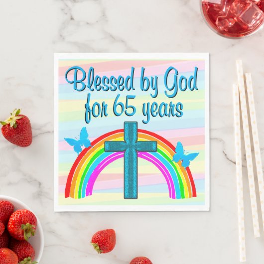  BLAUWE ZEGENINGEN 65E VERJAARDAG PAPIEREN SERVETT SERVET (Insitu)