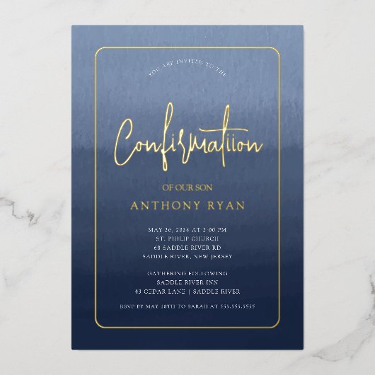 Blauwe Zegeningen Bevestiging Uitnodiging (Voorkant)