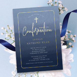 Blauwe Zegeningen Bevestiging Uitnodiging