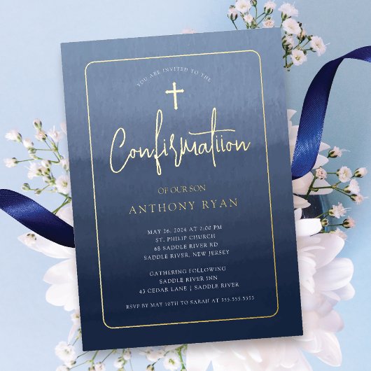 Blauwe Zegeningen Bevestiging Uitnodiging
