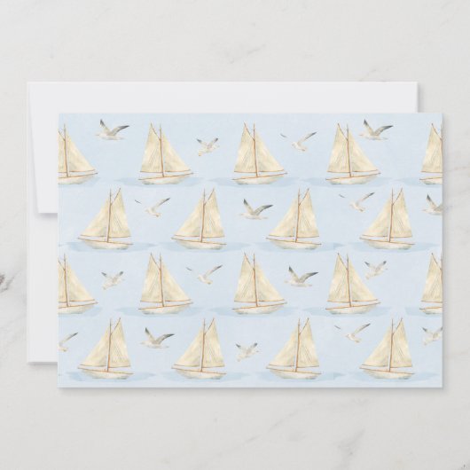 Blauwe Zeil Boot Foto Zeilen In Een 1e Verjaardag Kaart (Achterkant)