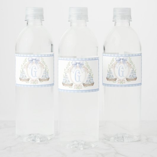 Blauwe zeilboot baby shower waterfles labels etiket (Flessen)