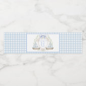 Blauwe zeilboot baby shower waterfles labels etiket (Enkel label)