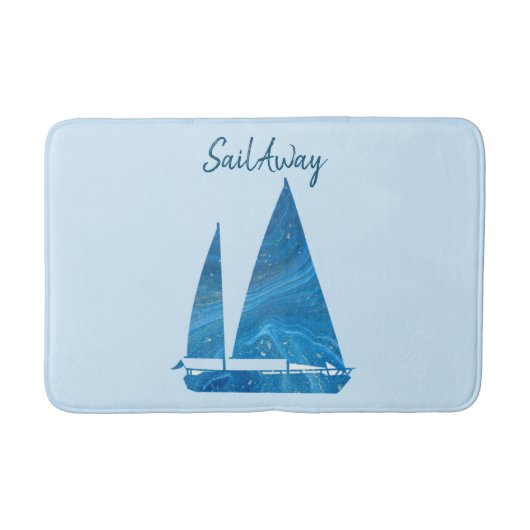  blauwe zeilboot badmat (Voorkant)