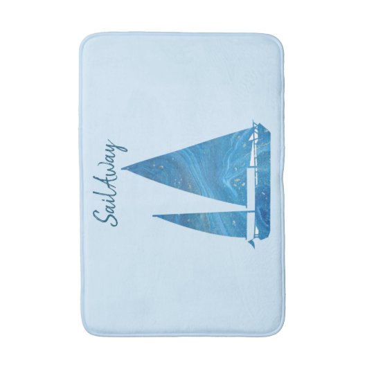 blauwe zeilboot badmat (Voorkant Verticaal)