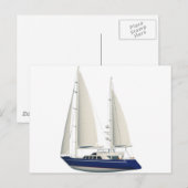 blauwe zeilboot briefkaart (Voorkant / Achterkant)