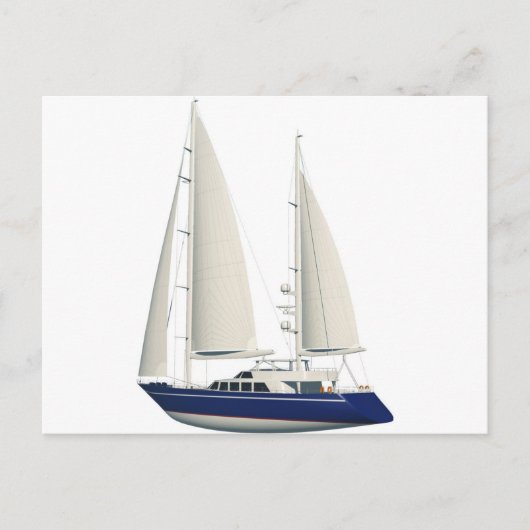 blauwe zeilboot briefkaart (Voorkant)