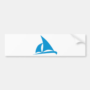 Blauwe zeilboot bumpersticker