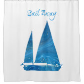 blauwe zeilboot douchegordijn (Voorkant)