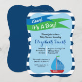 Blauwe zeilboot Nautical Boy Baby shower Kaart (Voorkant / Achterkant)