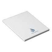 Blauwe zeilboot Nautical Stripe Notitieblok (Schuin)