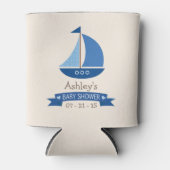 Blauwe zeilboot, nautisch Baby shower Blikjeskoeler (Voorkant)