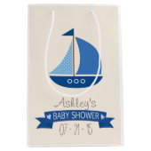 Blauwe zeilboot, nautisch Baby shower Medium Cadeauzakje (Voorkant)
