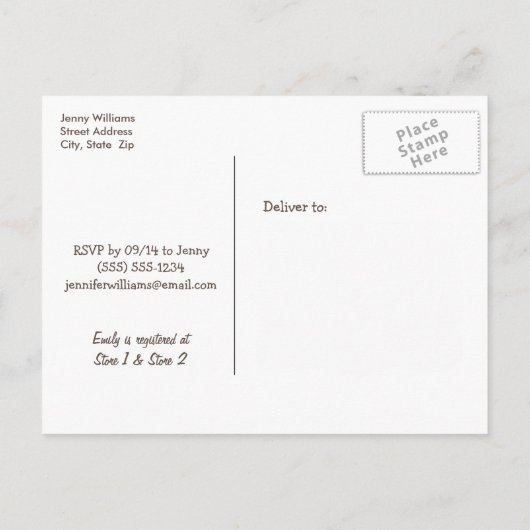 Blauwe zeilboot, nautisch Baby shower Uitnodiging Briefkaart (Achterkant)