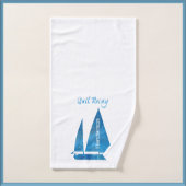 blauwe zeilboot Nautisch Bad Handdoek