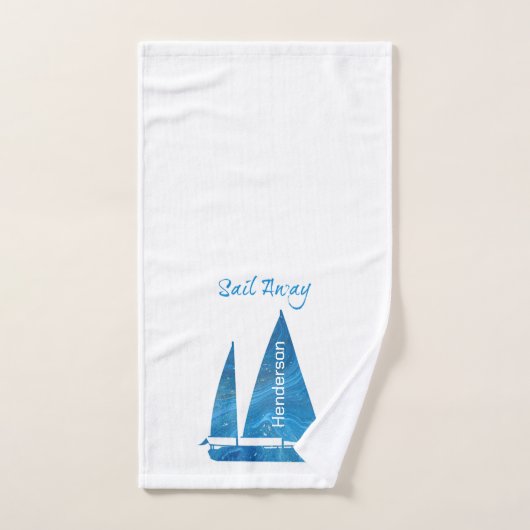blauwe zeilboot Nautisch Bad Handdoek (Handdoek)