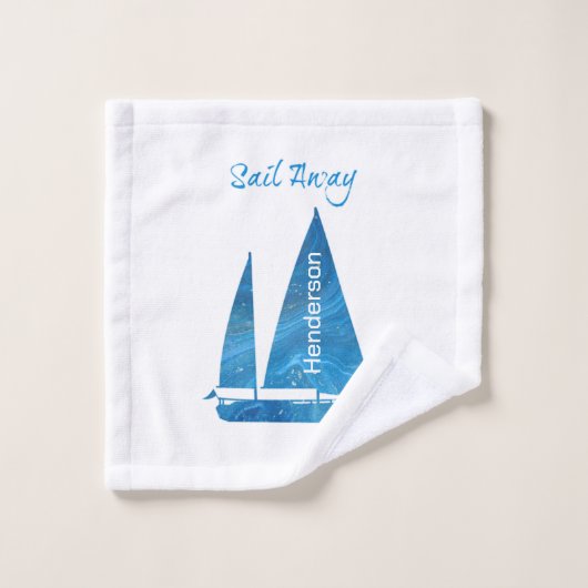  blauwe zeilboot Nautisch Bad Handdoek (Wasdoekje)