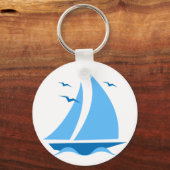 Blauwe zeilboot sleutelhanger (Voorkant)