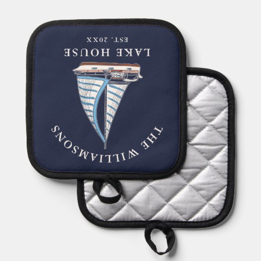 Blauwe zeilen boot nautische aangepaste naam Lake Pannenlap (Voorkant / Achterkant)