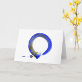 Blauwe Zen Enso Kaart (Gele Bloem)