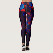 Blauwe zeshoek gemengd met overlappende rode curve leggings (Achterkant)
