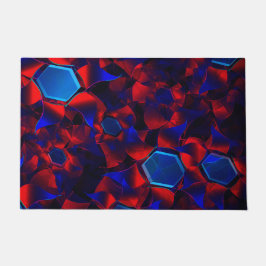 Blauwe zeshoek vermengd met overlappende rode curv deurmat