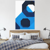 Blauwe zeshoekige kunst canvas afdruk (Insitu (Slaapkamer))