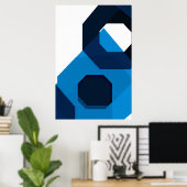 Blauwe zeshoekige kunst poster (Thuiskantoor)