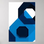 Blauwe zeshoekige kunst poster (Voorkant)