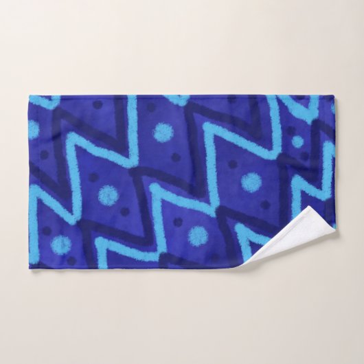 Blauwe Zig Zag Stippen Funky Patroon  Bad Handdoek (Handdoek)