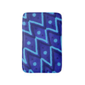 Blauwe Zig Zag Stippen Funky Patroon  Badmat (Voorkant Verticaal)