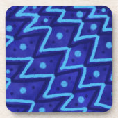 Blauwe Zig Zag Stippen Funky Patroon  Bier Onderzetter (Voorkant)