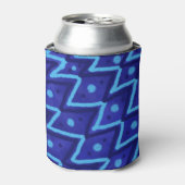 Blauwe Zig Zag Stippen Funky Patroon  Blikjeskoeler (Blikje Voorkant)