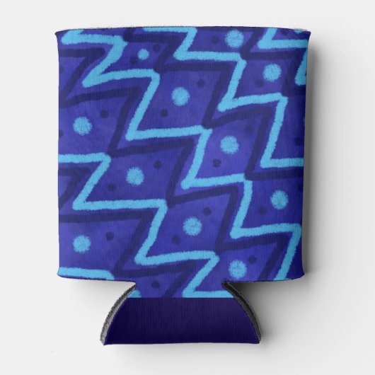 Blauwe Zig Zag Stippen Funky Patroon  Blikjeskoeler (Voorkant)
