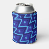 Blauwe Zig Zag Stippen Funky Patroon  Blikjeskoeler (Blikje Achterkant)