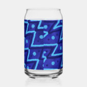 Blauwe Zig Zag Stippen Funky Patroon Blikvorm Glas (Links)