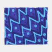 Blauwe Zig Zag Stippen Funky Patroon  Fleece Deken (Voorkant (Horizontaal))