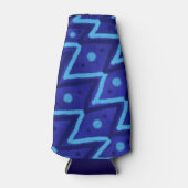 Blauwe Zig Zag Stippen Funky Patroon  Flesjeskoeler (Voorkant)