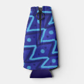 Blauwe Zig Zag Stippen Funky Patroon  Flesjeskoeler (Achterkant)