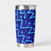 Blauwe Zig Zag Stippen Funky Patroon  Geïsoleerde Drinkbeker (Links)