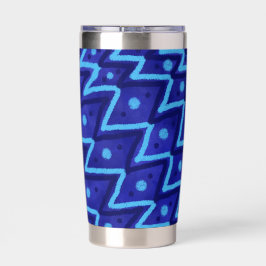 Blauwe Zig Zag Stippen Funky Patroon Geïsoleerde Drinkbeker